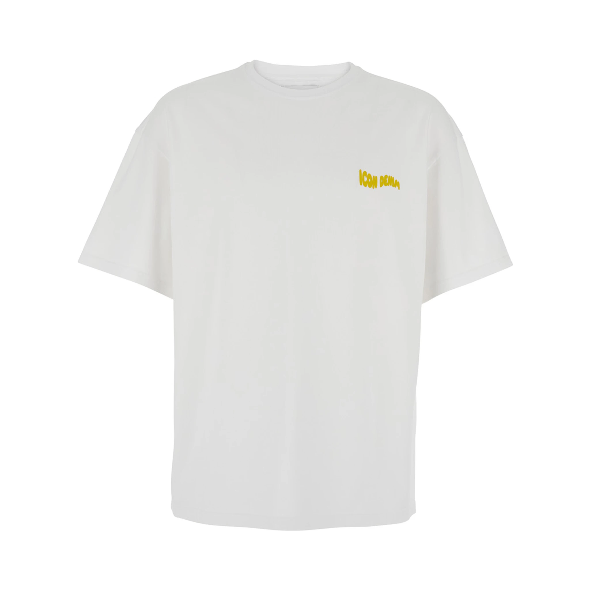 White Crewneck T-Shirt with Logo Lettering on the Front in Cotton Man