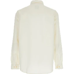White Shirt with Classic Collar in Virgin Wool Blend Man