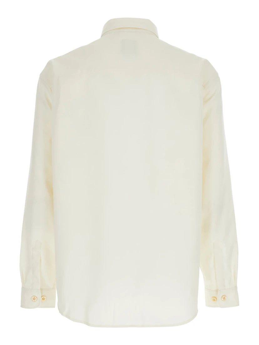 White Shirt with Classic Collar in Virgin Wool Blend Man