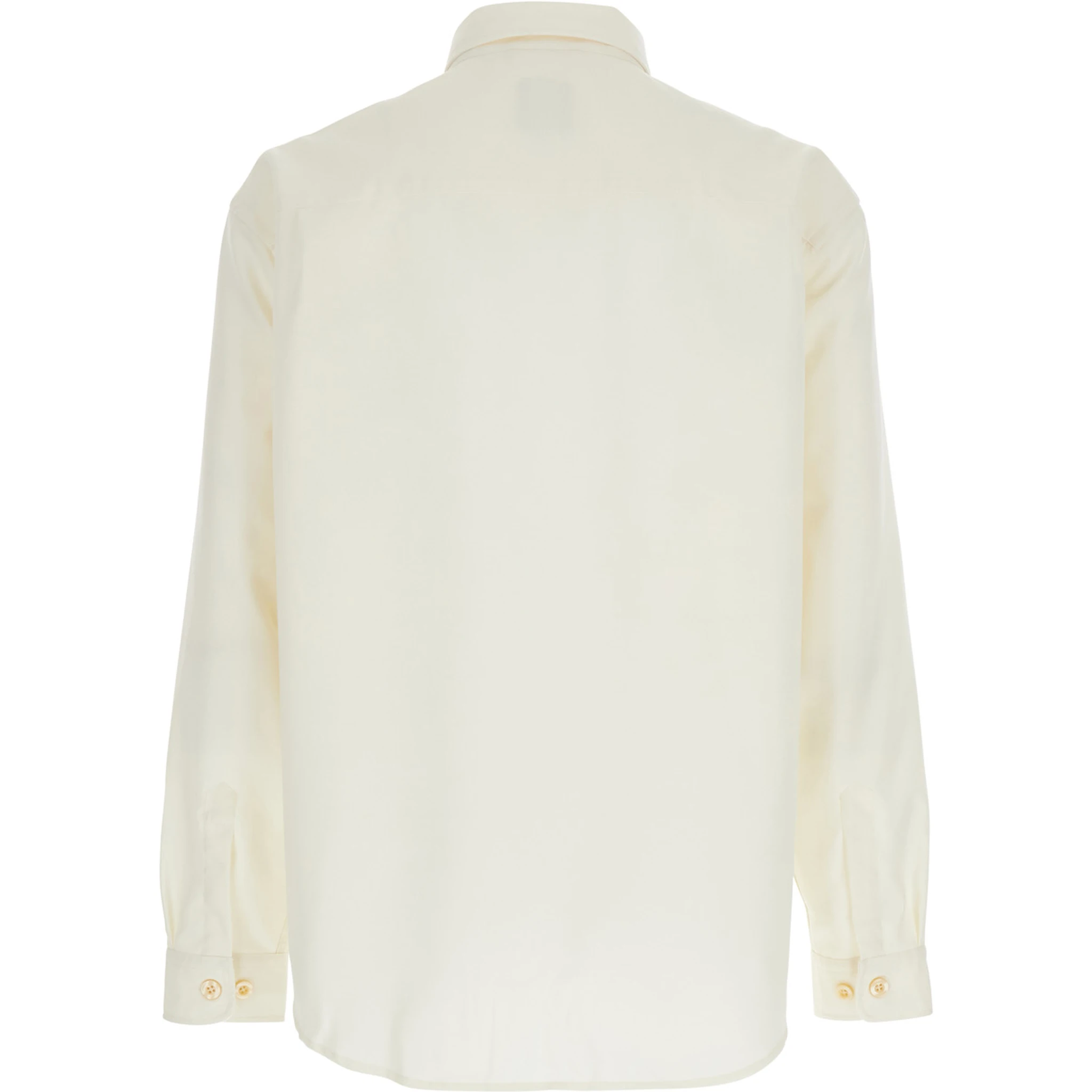 White Shirt with Classic Collar in Virgin Wool Blend Man