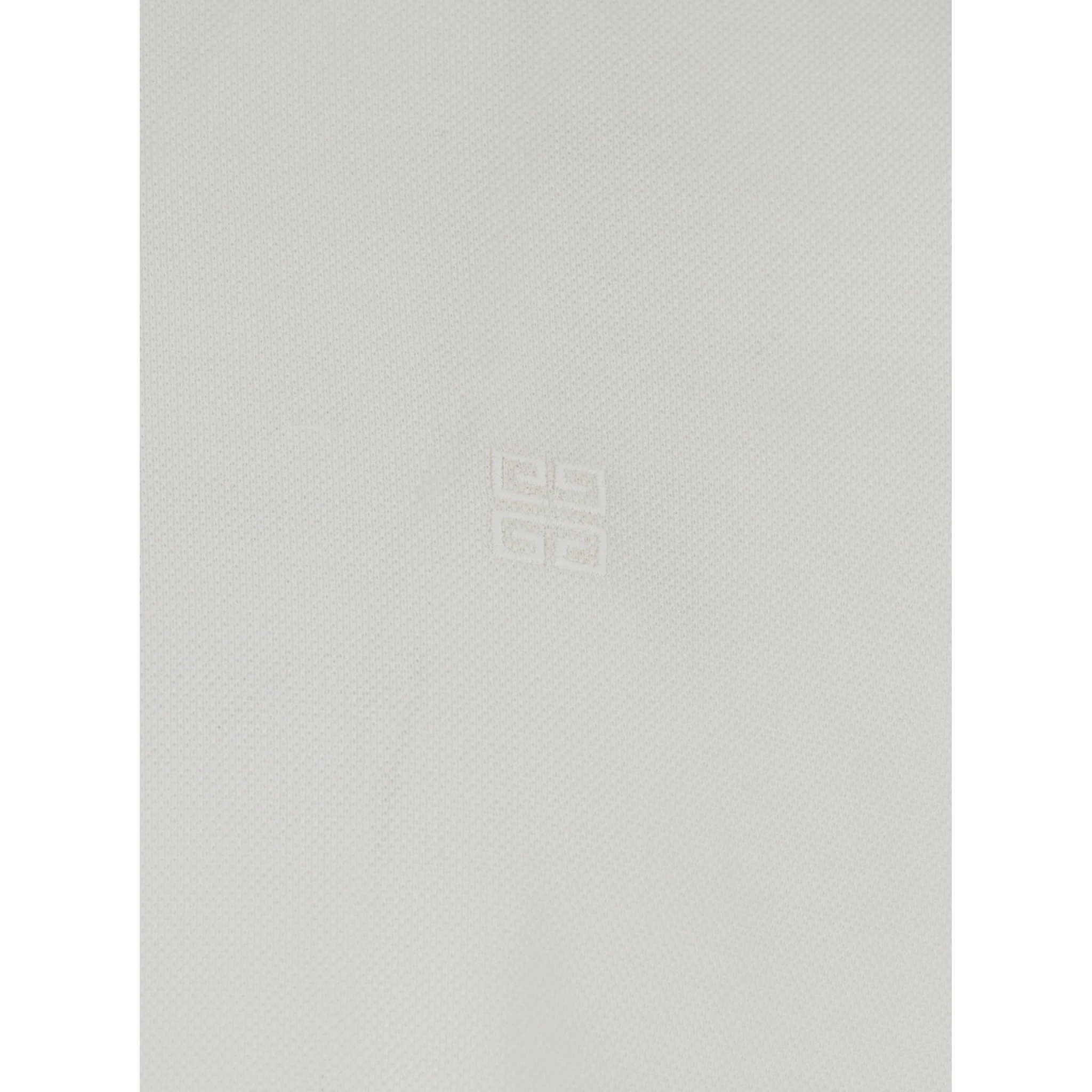 White Polo Shirt with Logo Embroidery on the Front in Cotton Man
