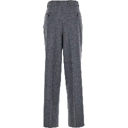 Grey Pants with Belt Loops and Pences in Wool Blend Woman