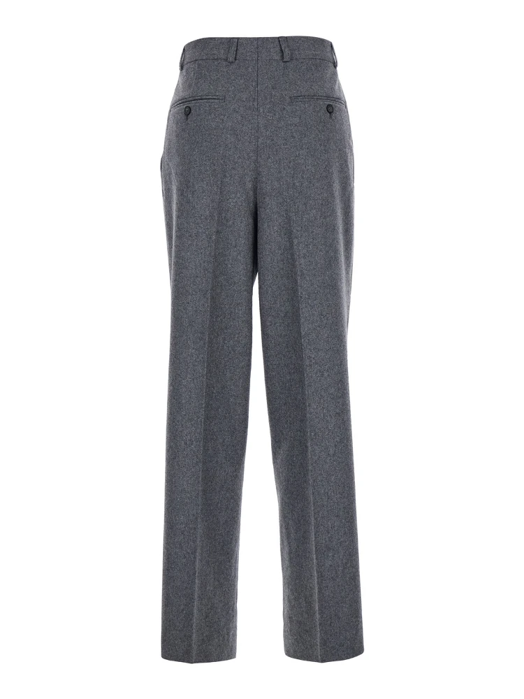 Grey Pants with Belt Loops and Pences in Wool Blend Woman alternative