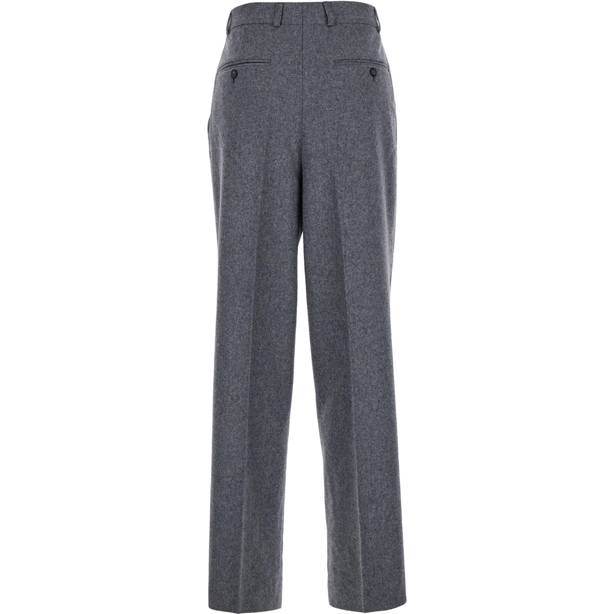 Grey Pants with Belt Loops and Pences in Wool Blend Woman