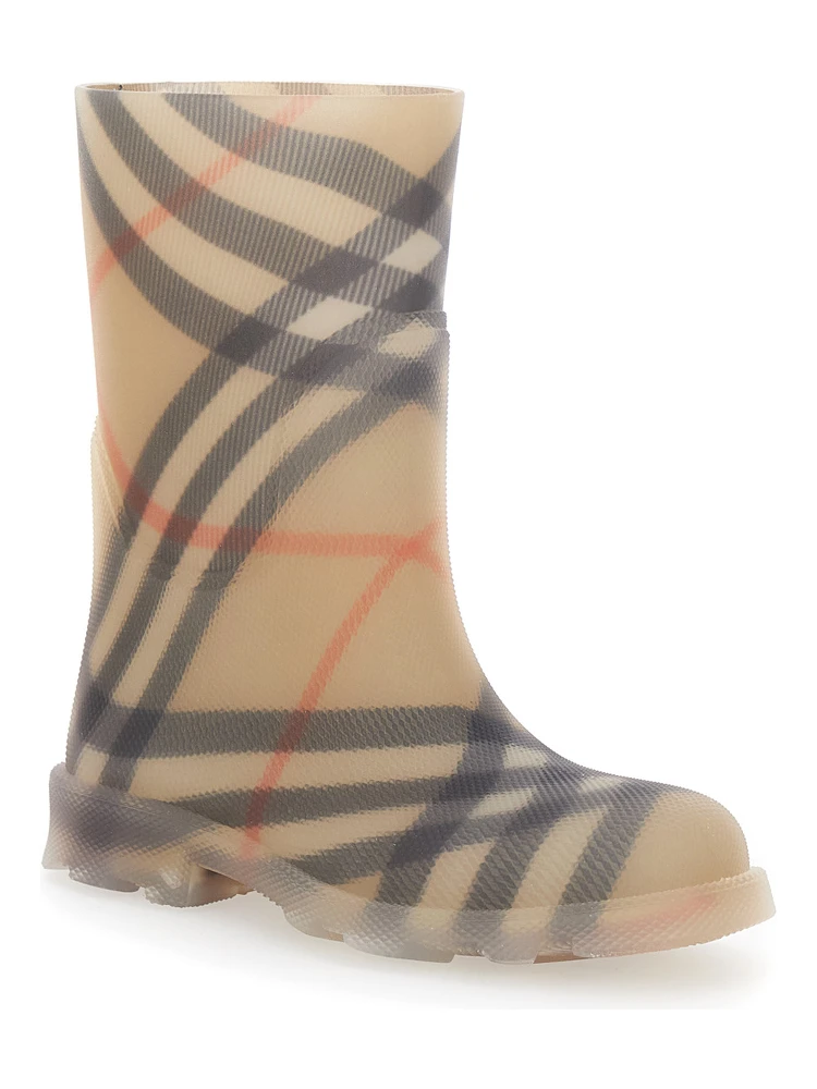 Marsh Beige Boots with All-Over Check Motif in Rubber Girls alternative