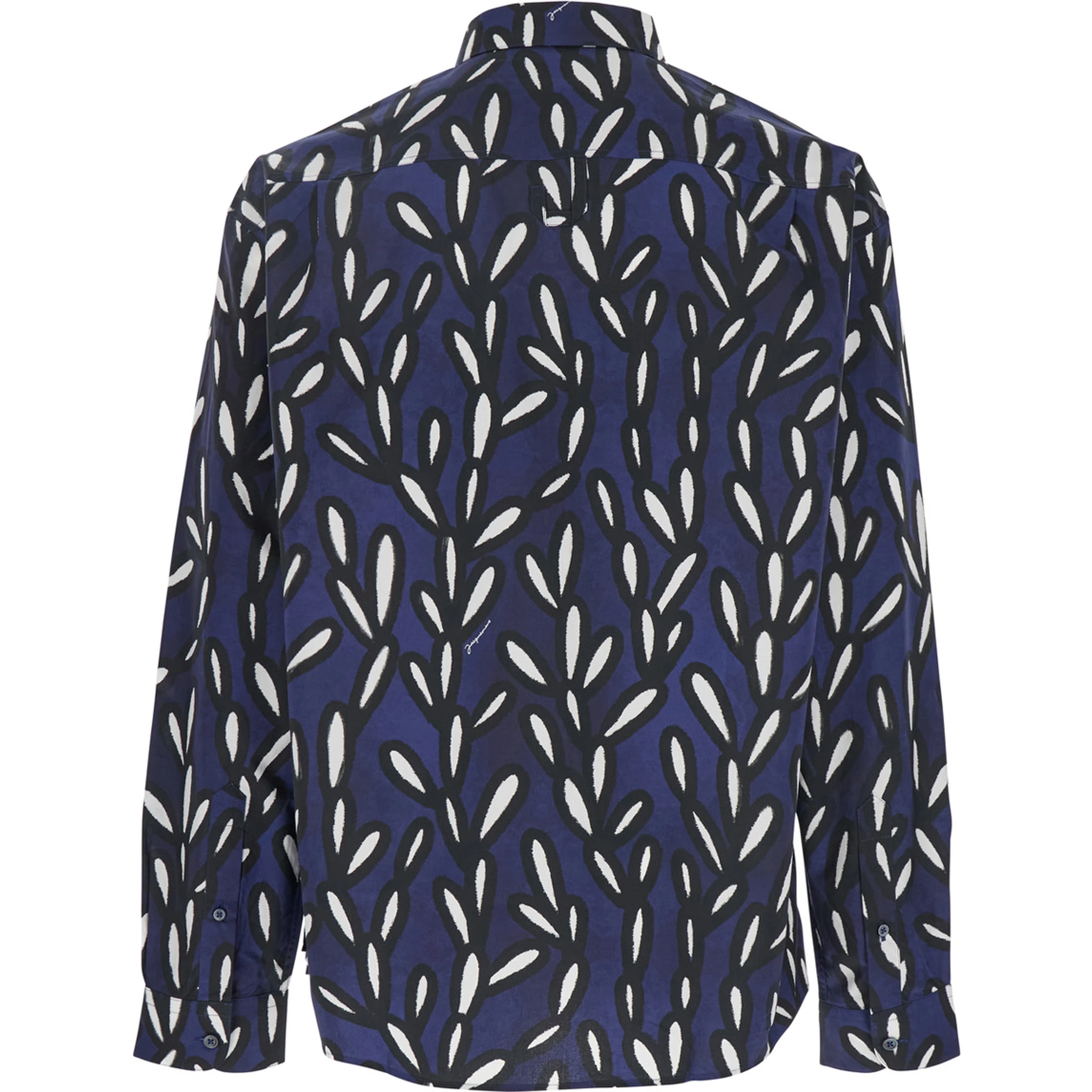 La Chemise Jean Blue Shirt with Spread Collar and All-Over Logo Motif in Cotton Man