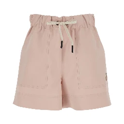 Pink Shorts with Elastic Drawstring Elastic Waist and Logo Embroidery on the Side in Tech Fabric Woman