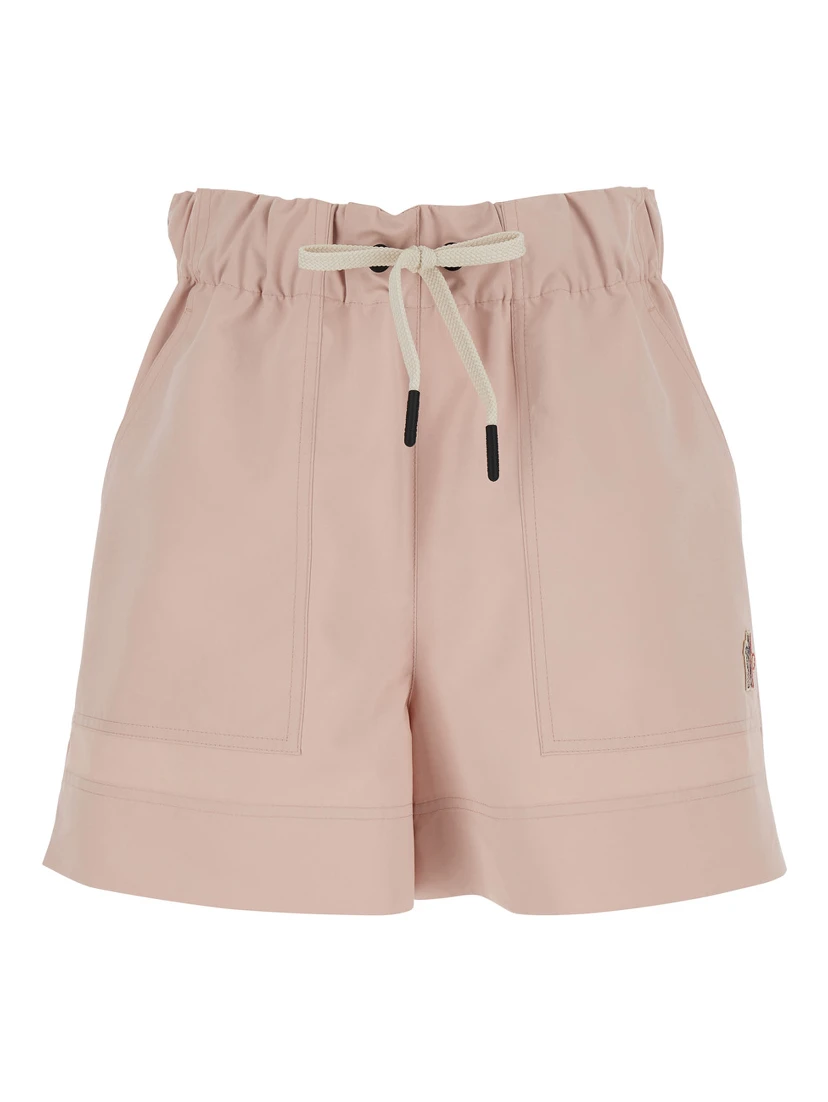 Pink Shorts with Elastic Drawstring Elastic Waist and Logo Embroidery on the Side in Tech Fabric Woman
