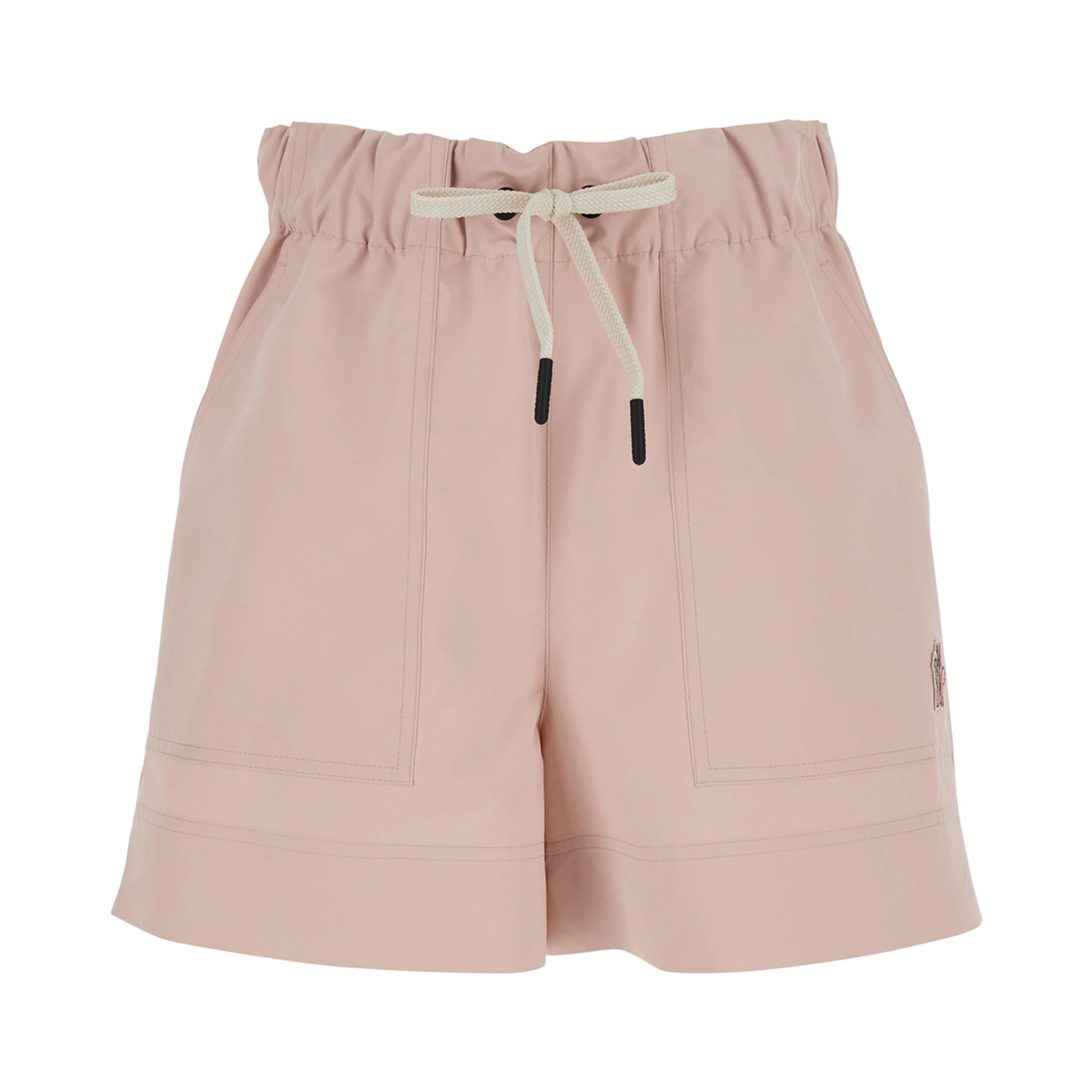 Pink Shorts with Elastic Drawstring Elastic Waist and Logo Embroidery on the Side in Tech Fabric Woman