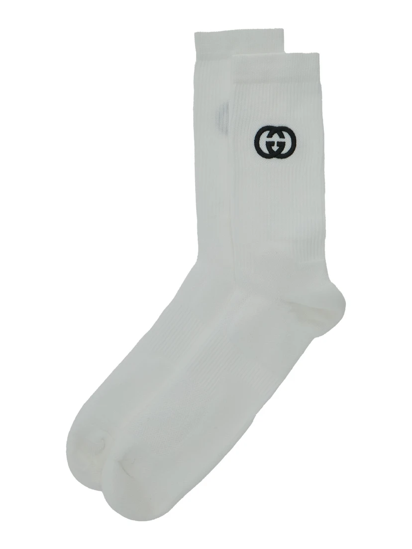 White GG Logo Socks in Cotton Man