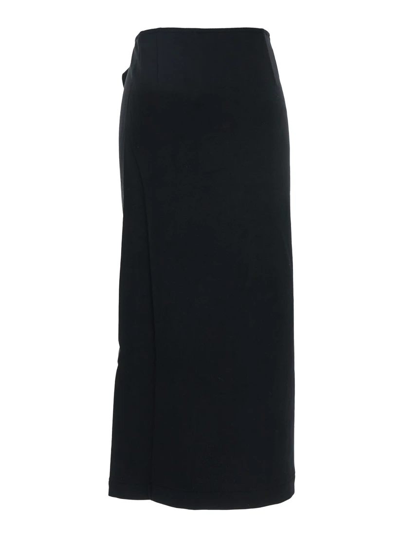 Black Hanam Skirt with Ruched Details on the Front in Cotton Woman