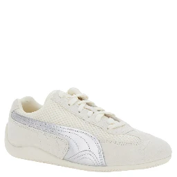 Speedcat Beige Low Top Sneakers with Logo Patch on the Tongue and Formstrip Logo Detail on the Sidei n Leather and Mesh Unisex