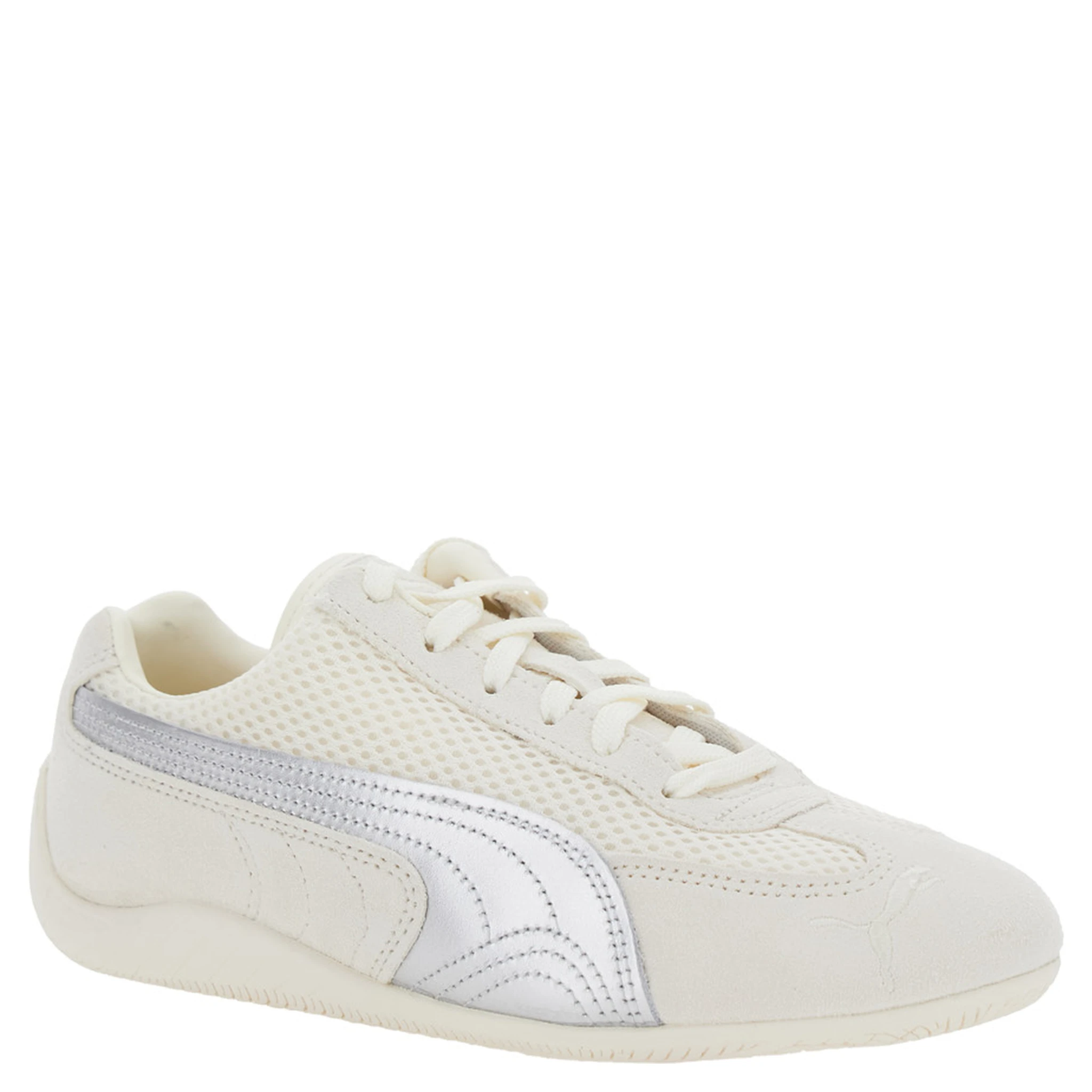 Speedcat Beige Low Top Sneakers with Logo Patch on the Tongue and Formstrip Logo Detail on the Sidei n Leather and Mesh Unisex