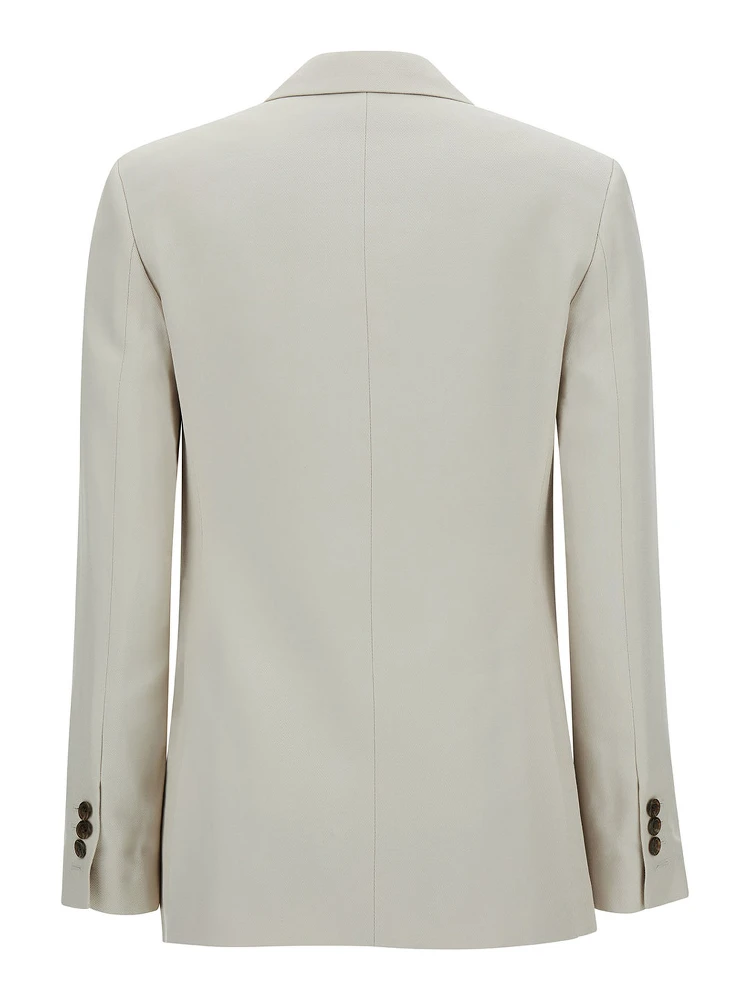Off-White Double-Breasted Jacket with Notched Revers in Viscose Woman alternative