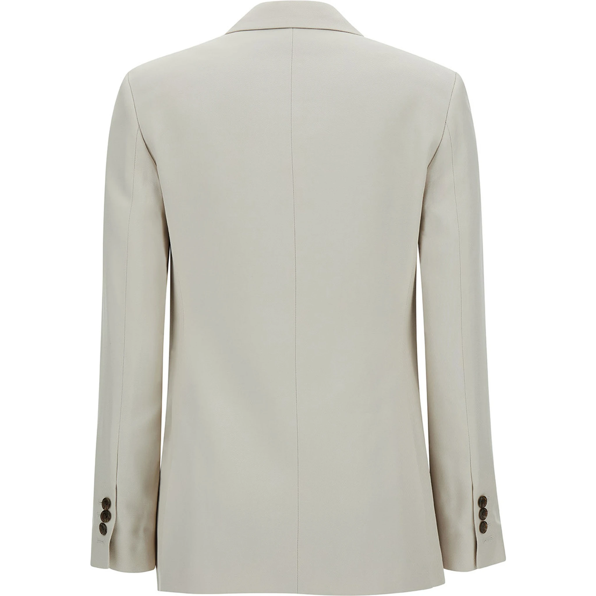 Off-White Double-Breasted Jacket with Notched Revers in Viscose Woman