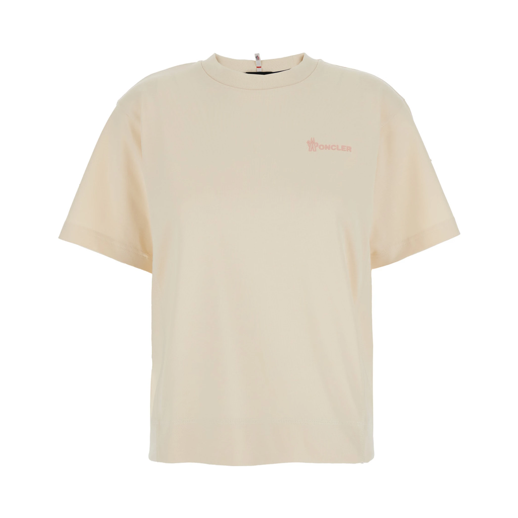 White T-Shirt with Logo Printed on the Front and Logo Patch on the Sleeve in Cotton Man