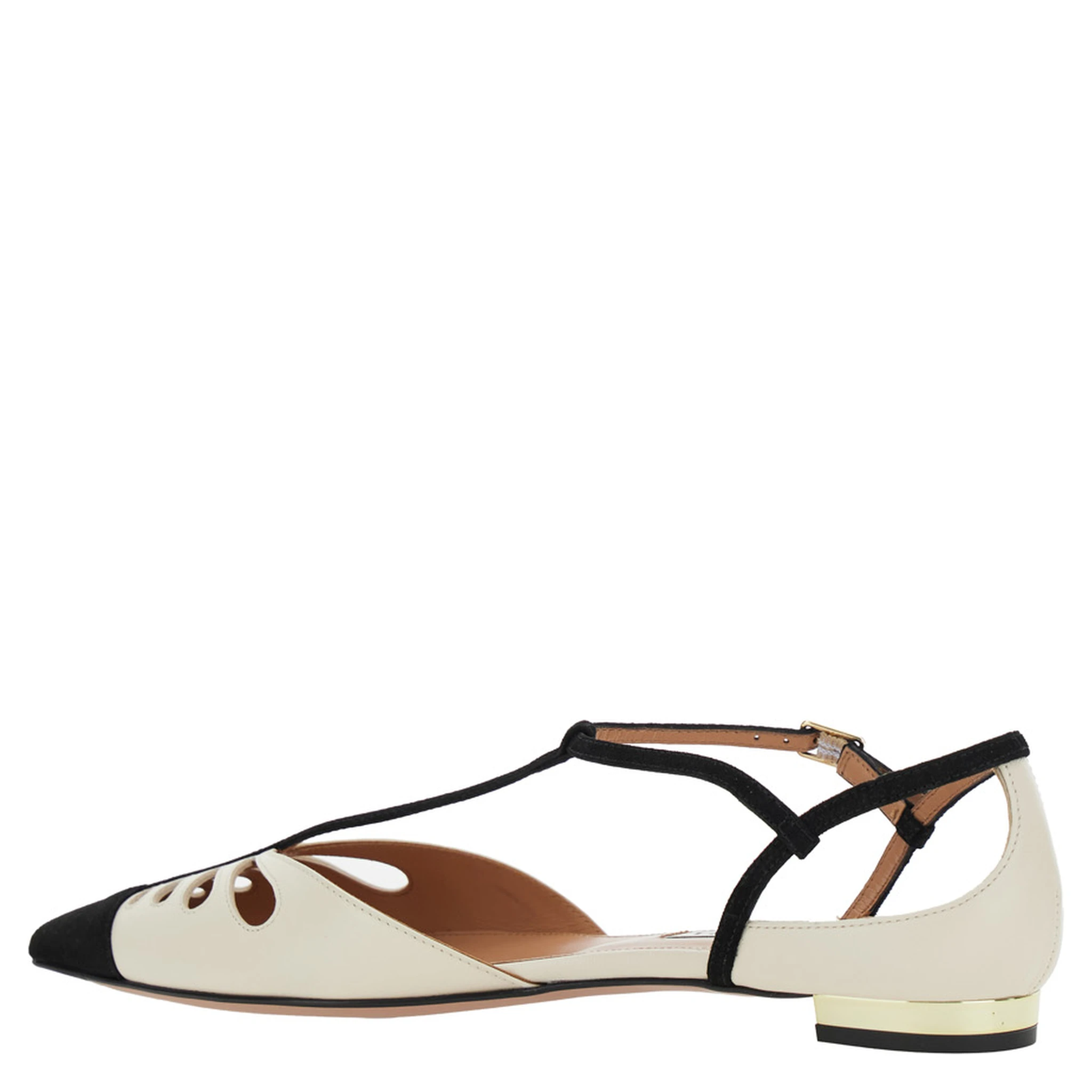 Camille White Ballet Shoes with Cut-Out Detail in Leather Woman