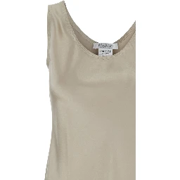 Banji Beige Dress with Asymmetrical Bottom in Silk Woman