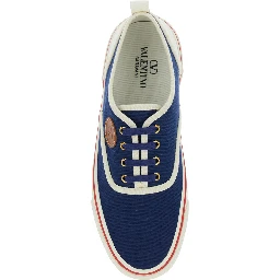 Blue Low Top Sneakers with VLogo Patch on the Side in Cotton Man