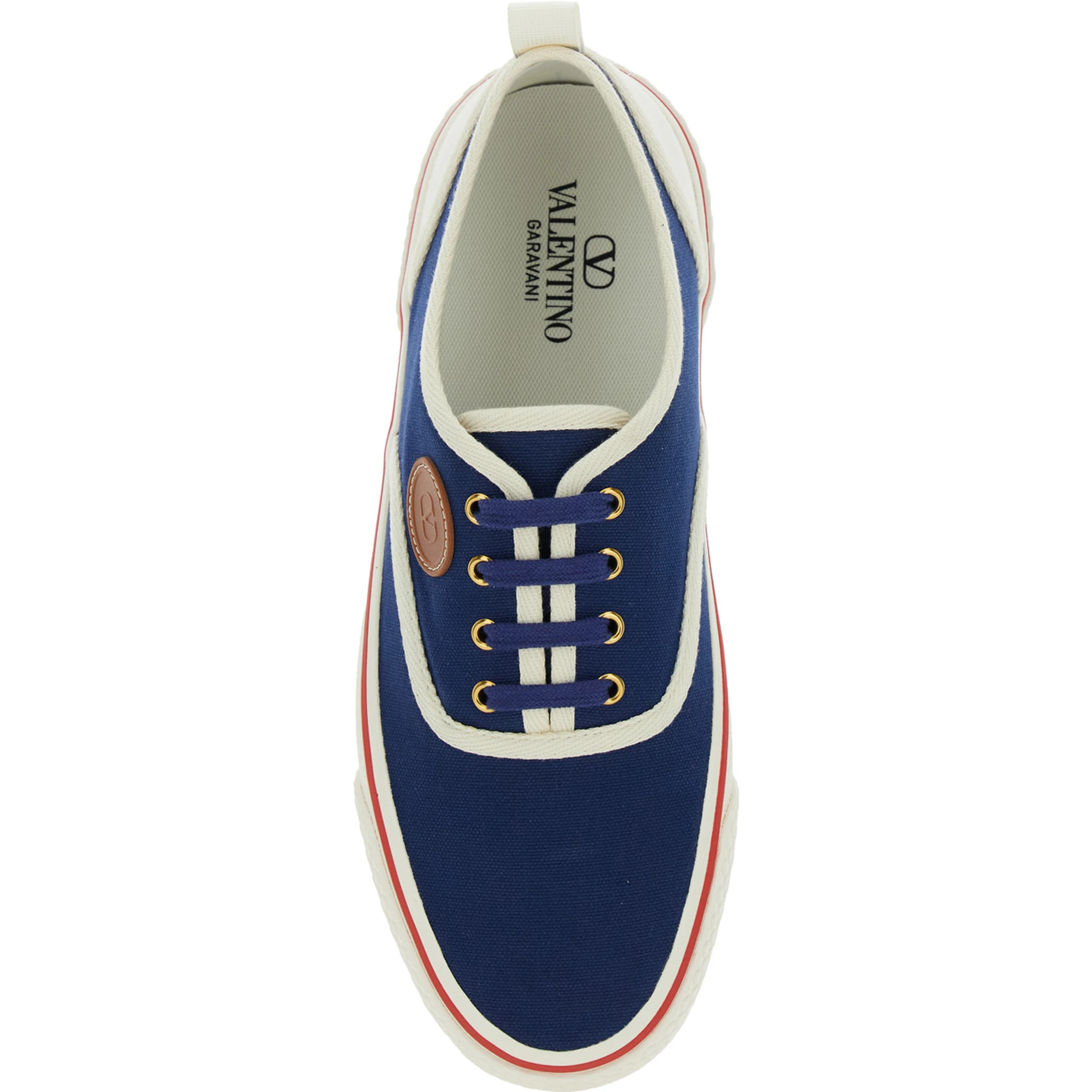 Blue Low Top Sneakers with VLogo Patch on the Side in Cotton Man