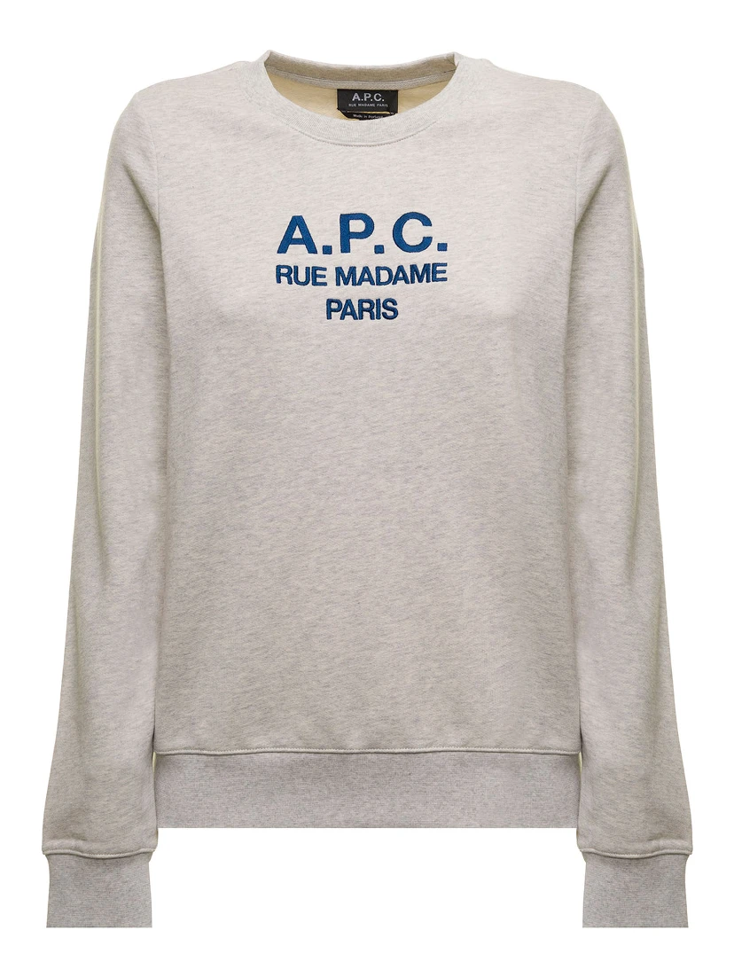 grey Tina Sweatshirt in Fleece Cotton with Logo Embroidery to the Chest A.P.C. Woman
