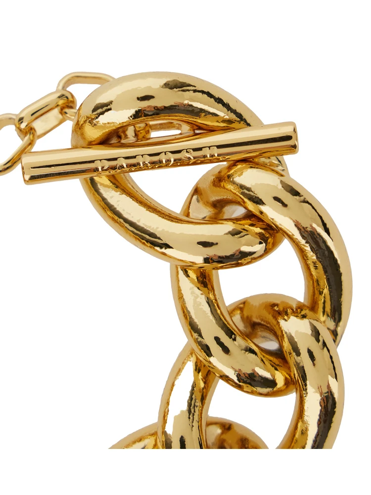 Gold Tone Chain-Link Necklace with Clasp Logo Closure in Aluminum Woman alternative