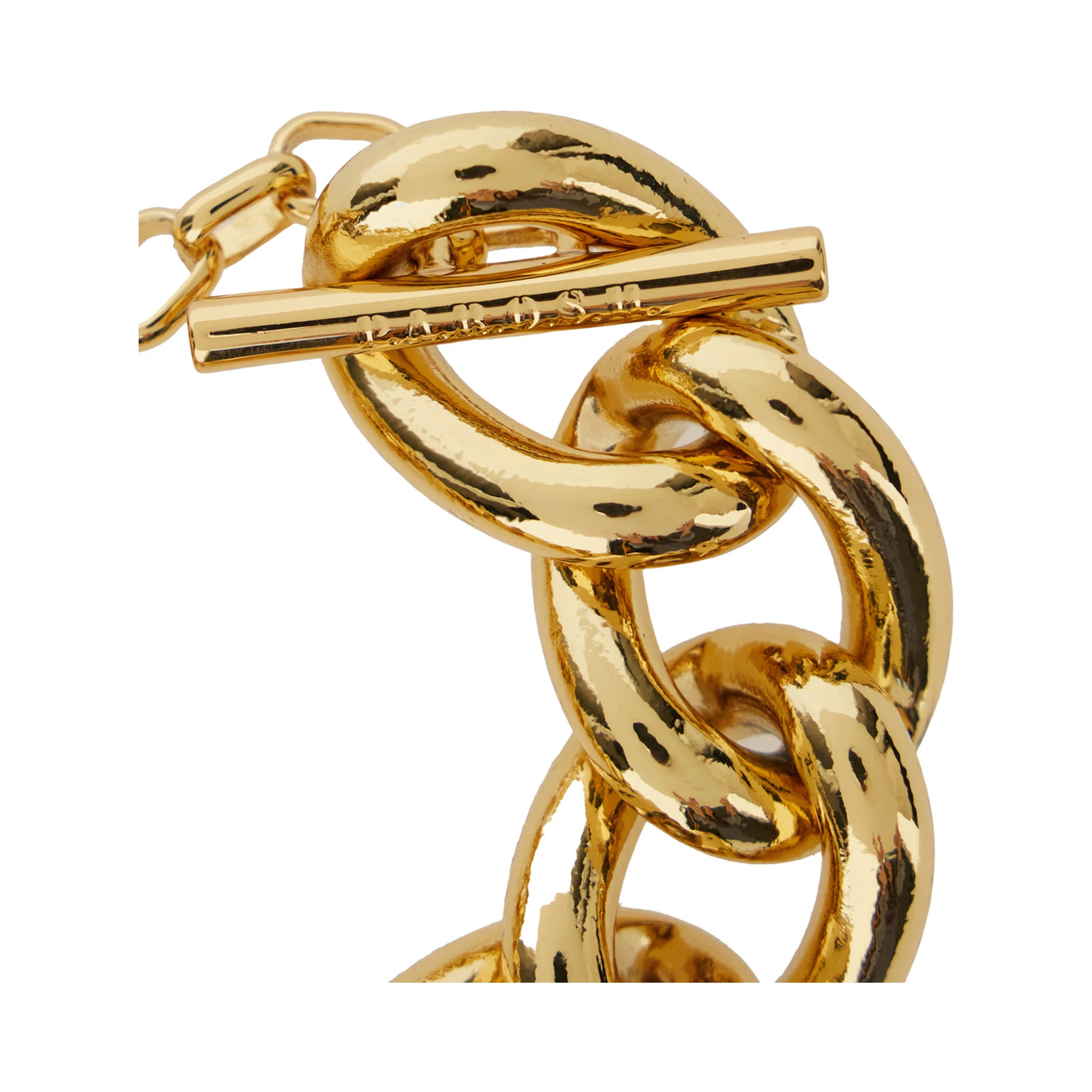 Gold Tone Chain-Link Necklace with Clasp Logo Closure in Aluminum Woman