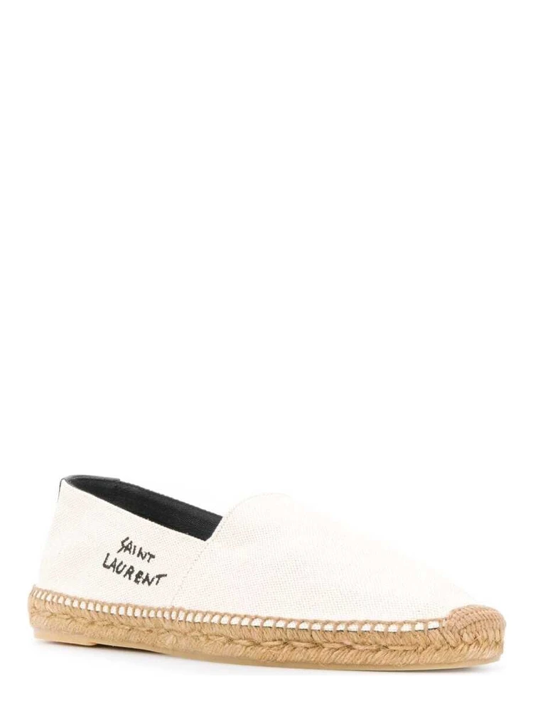 White Espadrilles with Logo Saint Laurent in Cotton and Linen Man alternative