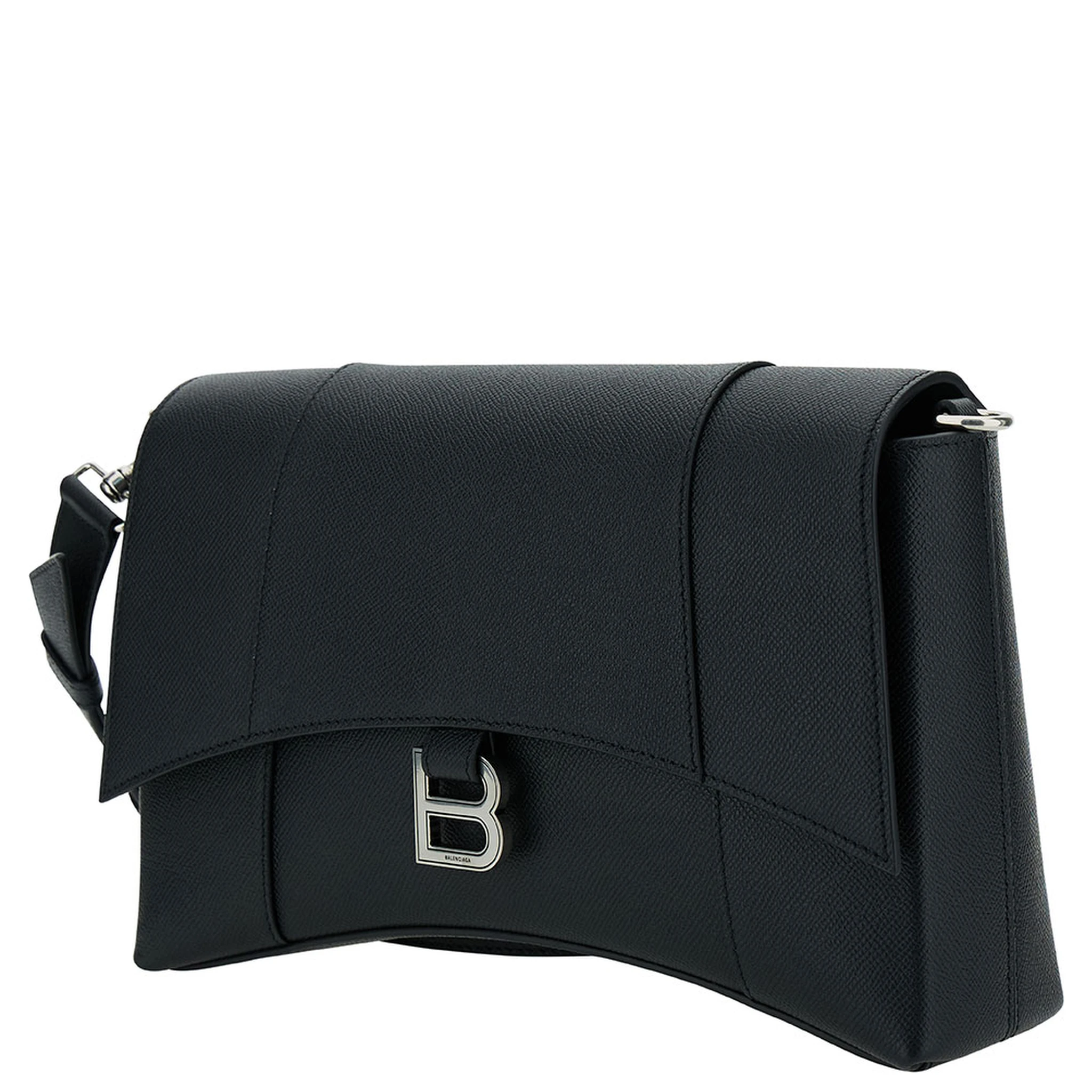 Messenger Downtown Black Cross-Body Bag with B Logo in Semi Matte Leather Man