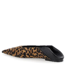 Brown Ballerinas with Leopard Motif and Foldable Buttress in Fabric Woman