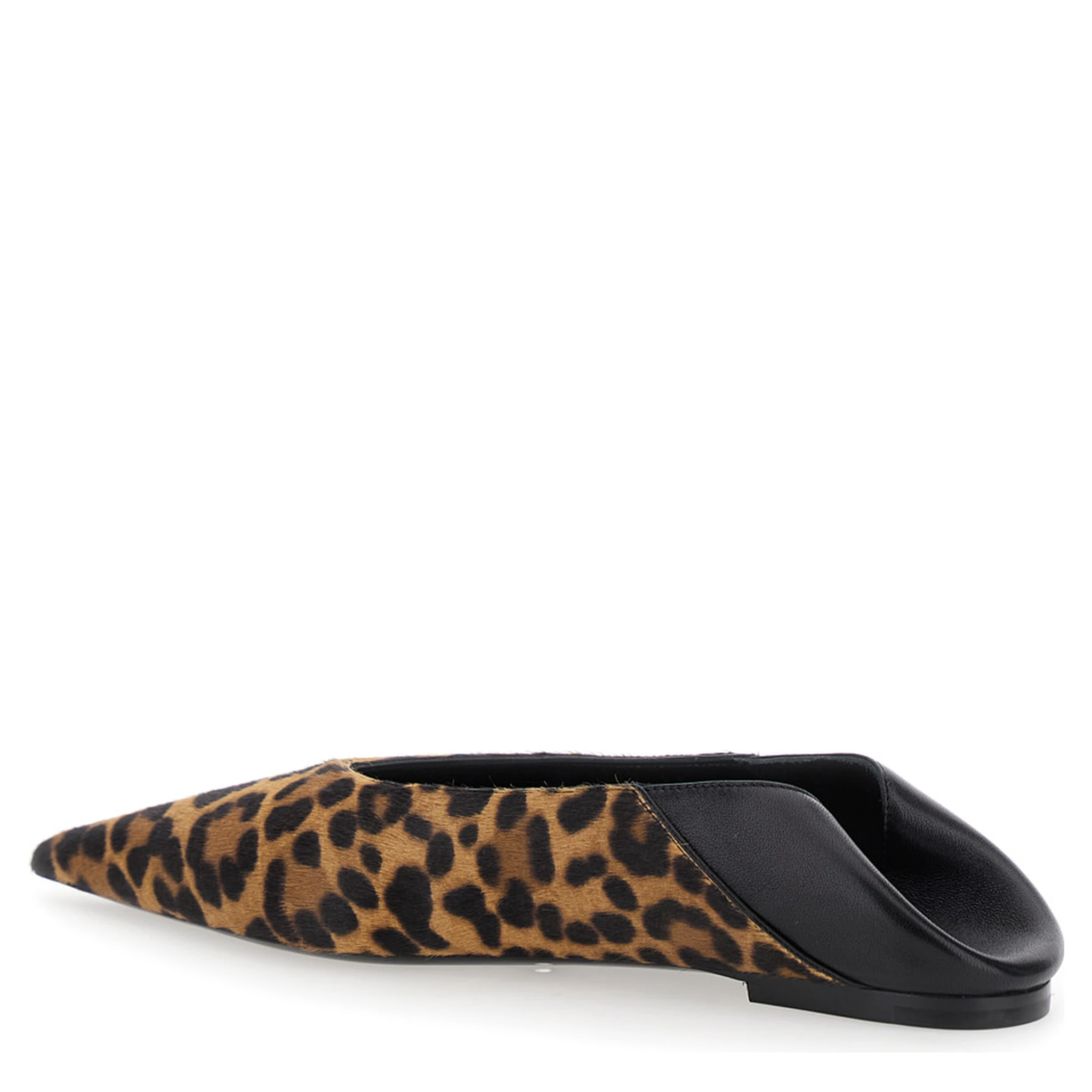 Brown Ballerinas with Leopard Motif and Foldable Buttress in Fabric Woman