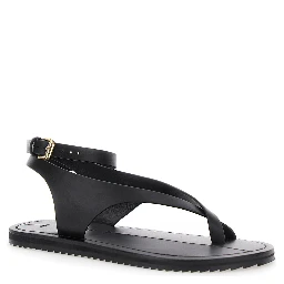 Millar Black Sandals with Criss-Crossed Straps and Buckle Closure in Leather Woman