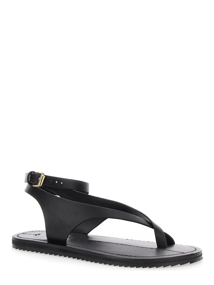 Millar Black Sandals with Criss-Crossed Straps and Buckle Closure in Leather Woman alternative