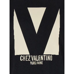 Chez Black Crewneck T-Shirt with Maxi Logo Print on the Front in Cotton Man