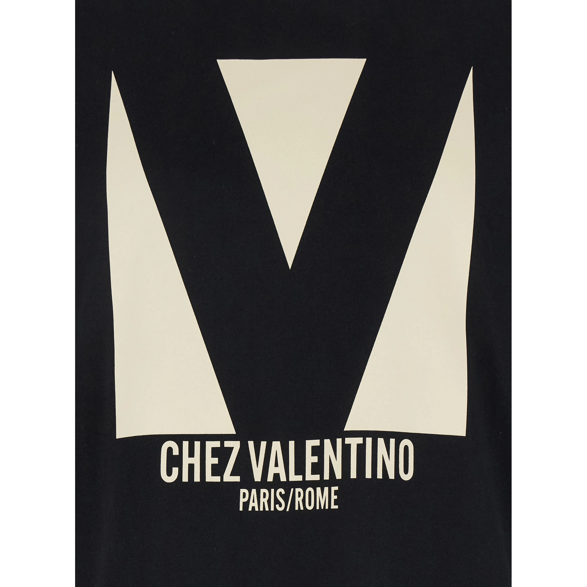 Chez Black Crewneck T-Shirt with Maxi Logo Print on the Front in Cotton Man