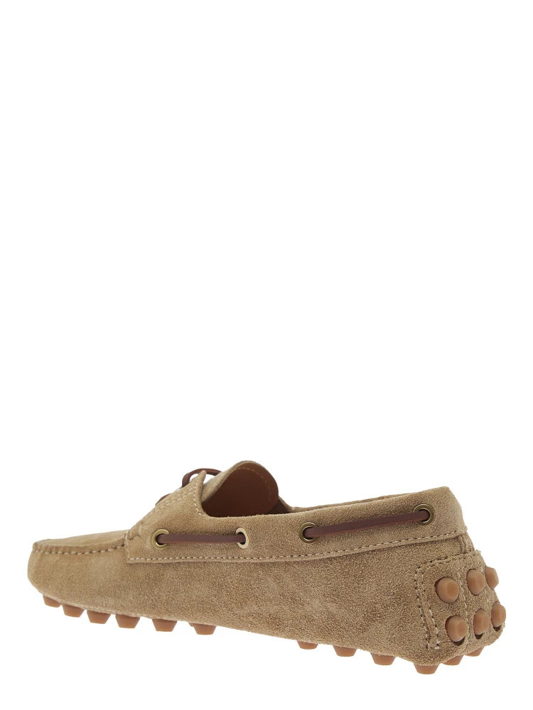 Gommino Beige Loafers with Woven Tie in Suede Woman alternative