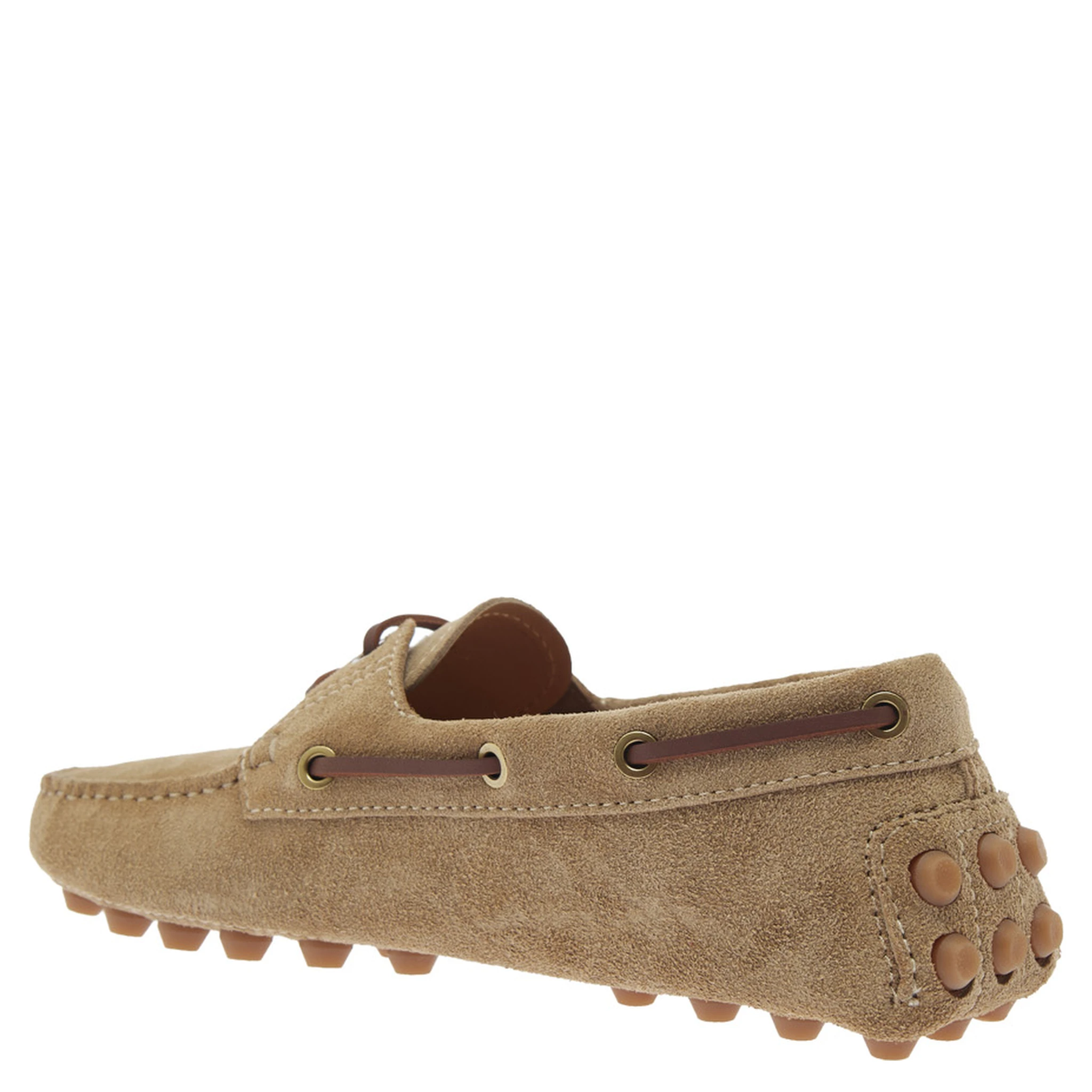 Gommino Beige Loafers with Woven Tie in Suede Woman