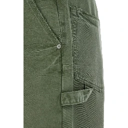 Green Pants with Logo Patch on the Rear and Automatic Buttons in Fabric Man
