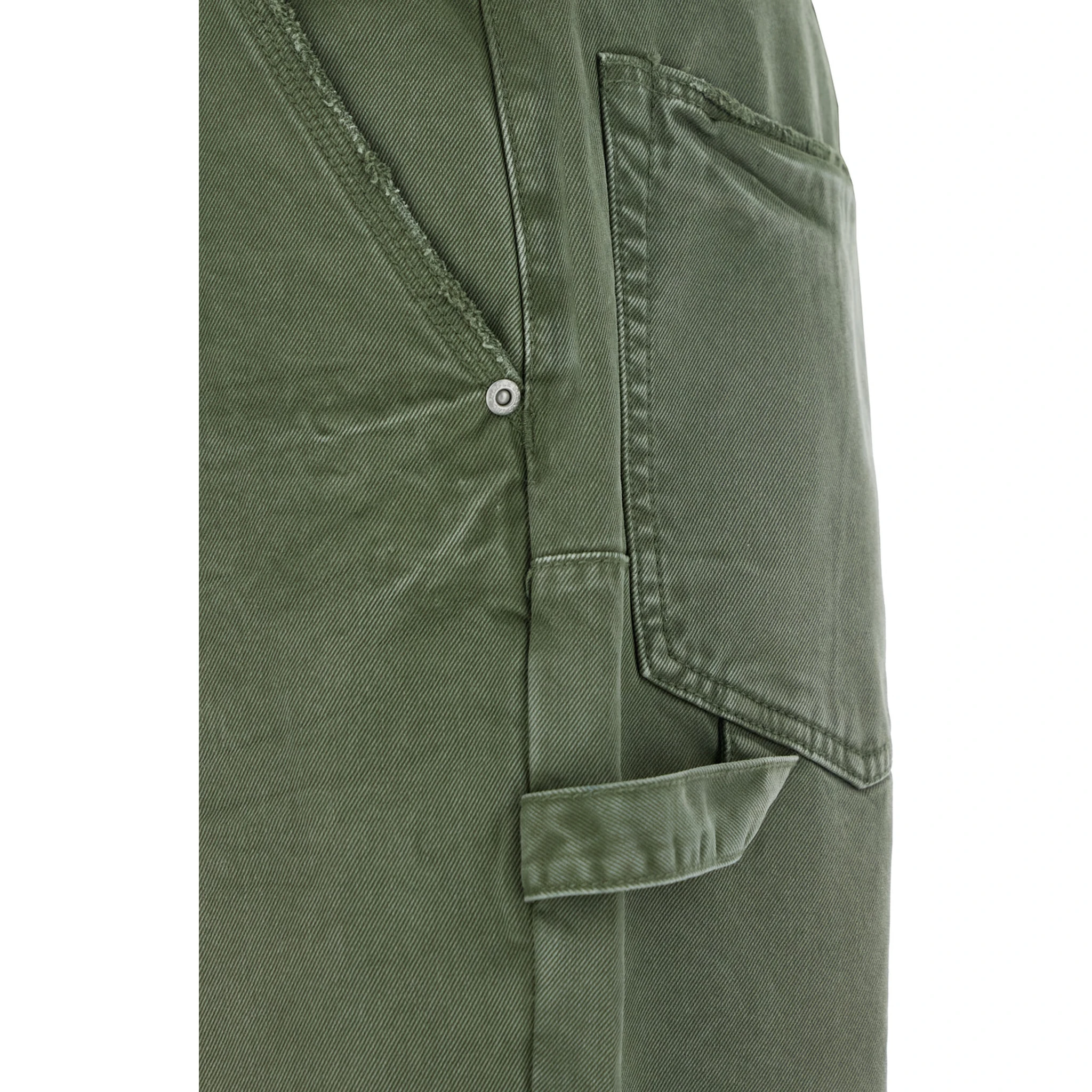 Green Pants with Logo Patch on the Rear and Automatic Buttons in Fabric Man