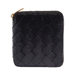 Bottega Veneta Woman Black Intreccio Leather Wallet