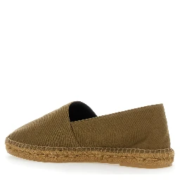 Brown Espadrilles with Tonal Cassandre Embroidery on the Side and Almond Toe in Cotton Man