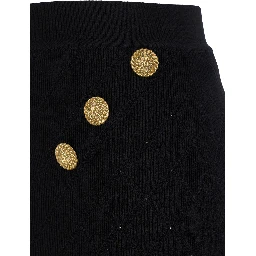 Black Short Skirt with Jewel Buttons in Viscose Blend Woman