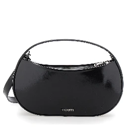 Sound Swipe Small Black Handbag with Logo Detail in Leather Woman