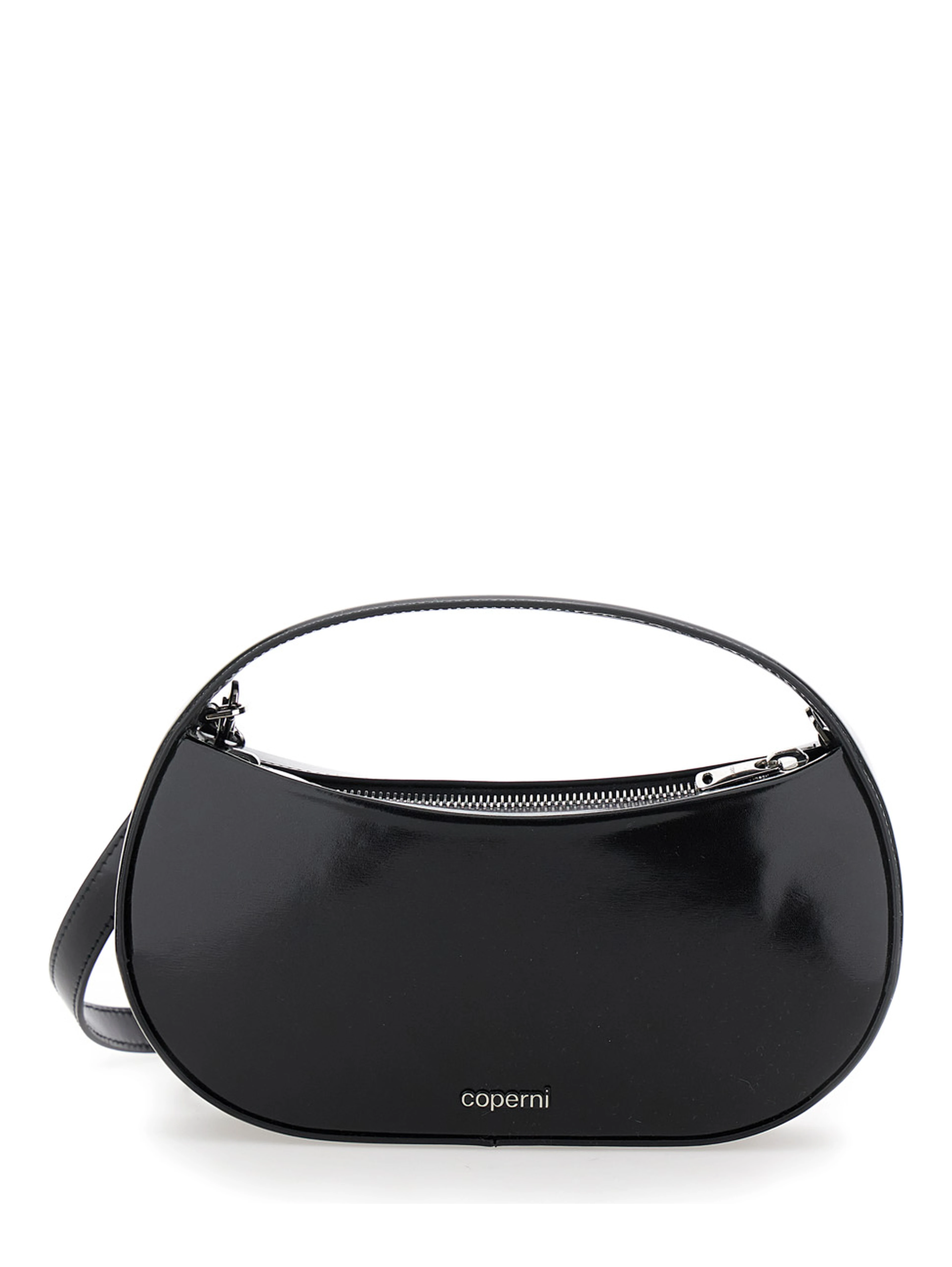 Sound Swipe Small Black Handbag with Logo Detail in Leather Woman