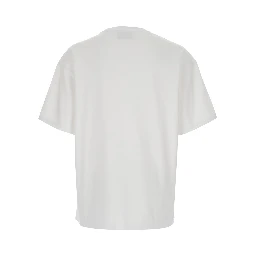 White Crewneck T-Shirt with Logo Lettering on the Front in Cotton Man