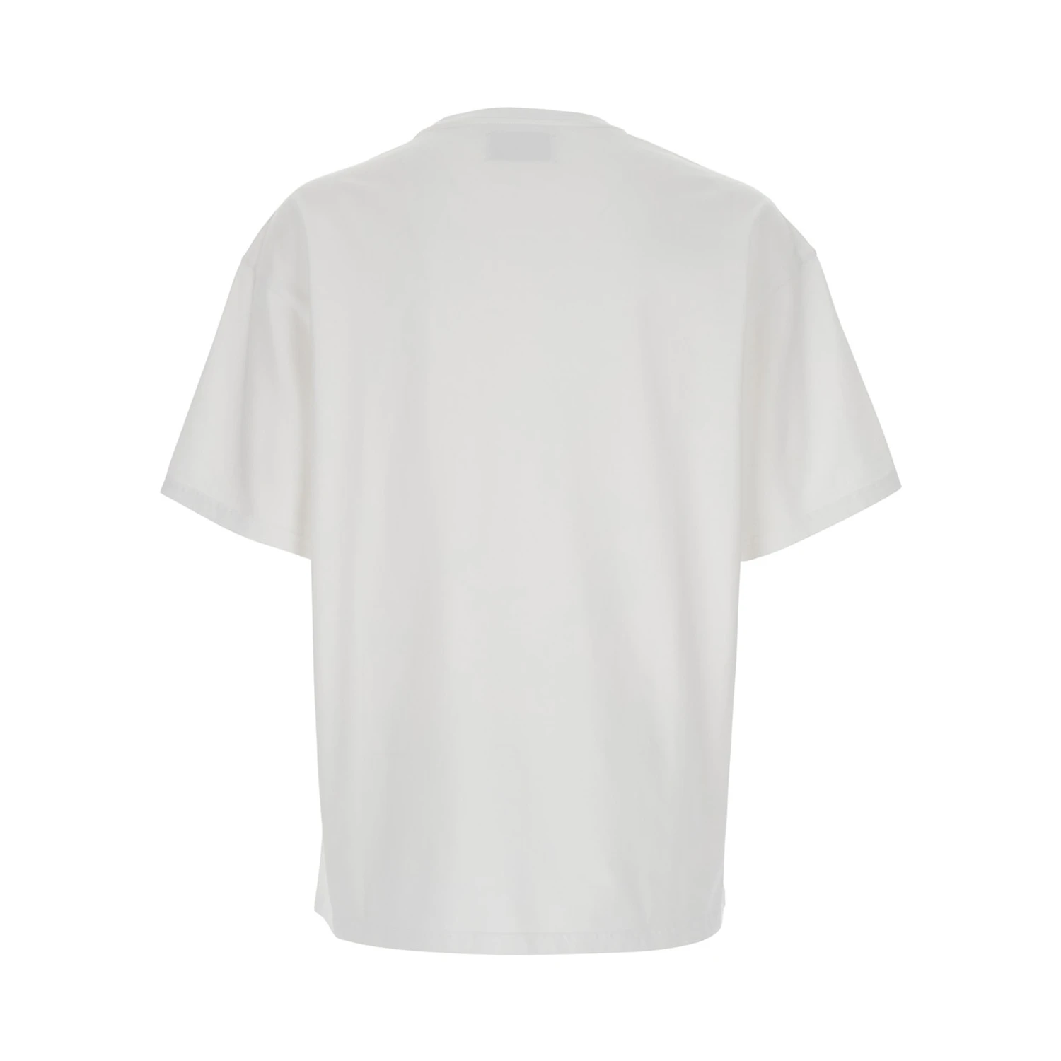 White Crewneck T-Shirt with Logo Lettering on the Front in Cotton Man