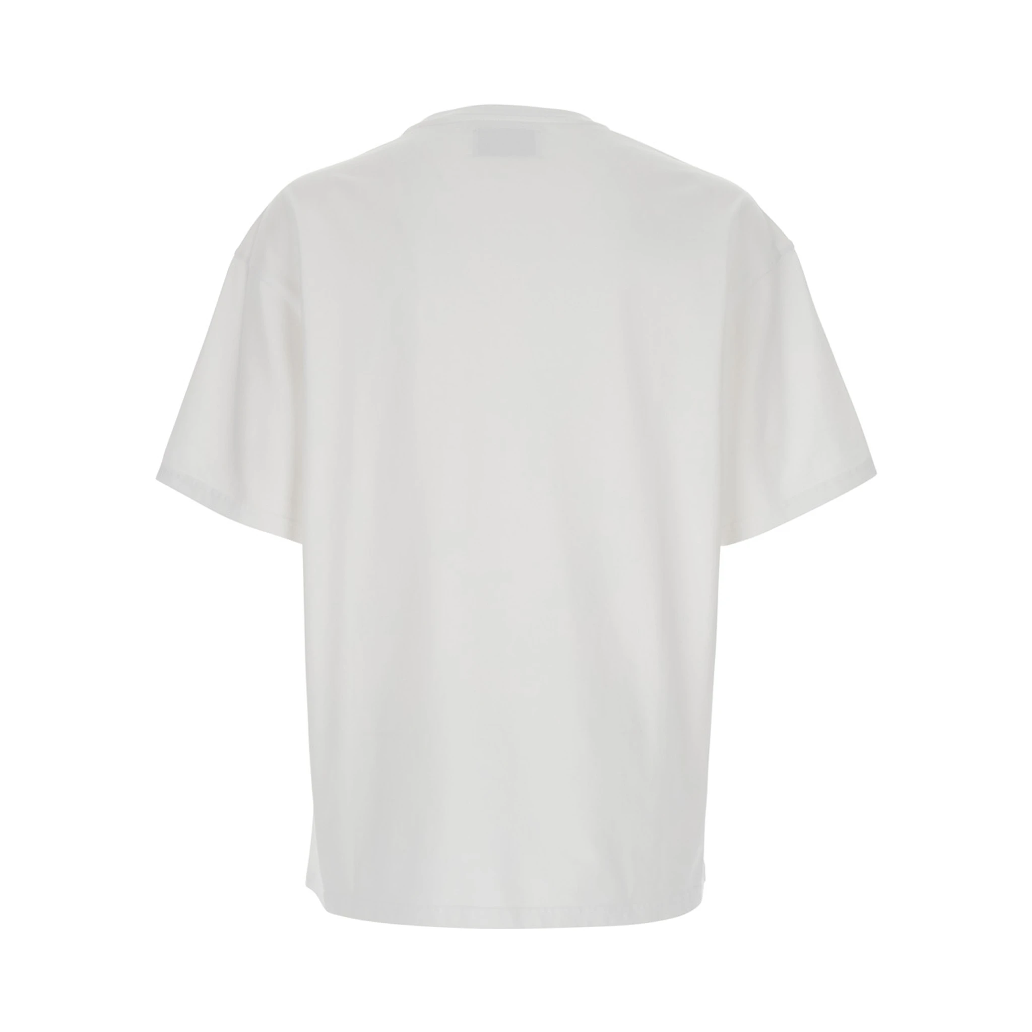 White Crewneck T-Shirt with Logo Lettering on the Front in Cotton Man
