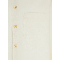 White Shirt with Classic Collar in Virgin Wool Blend Man