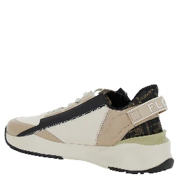 Fendi Flow Beige Low-Top Sneaker with Logo Detail in Leather Man
