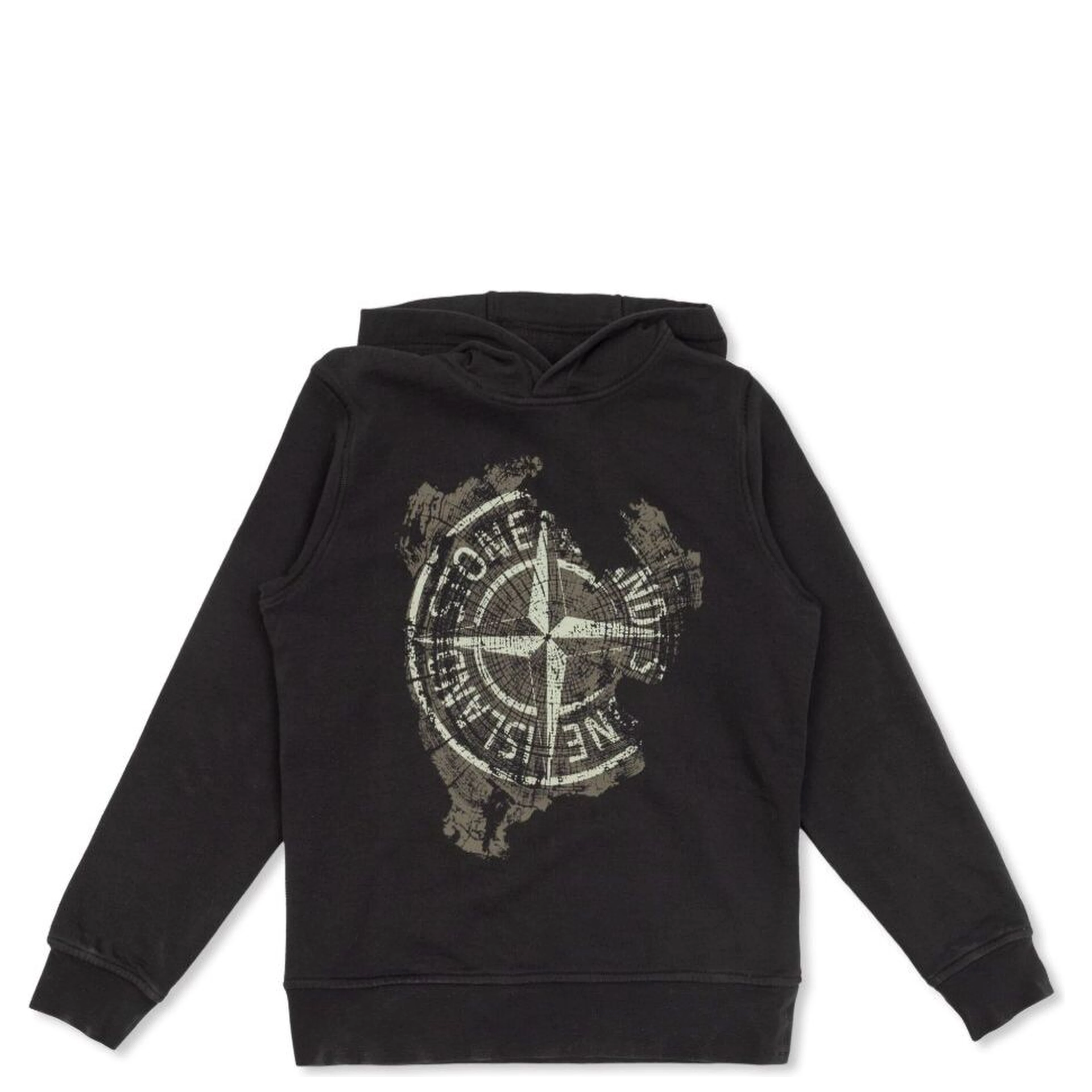 Black Hoodie with Fixed Hood and Maxi Logo Print on the Front in Cotton Boy